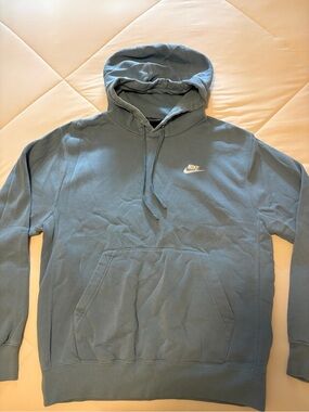 Nike Men's Teal Pullover Hoodie with Small Chest Logo